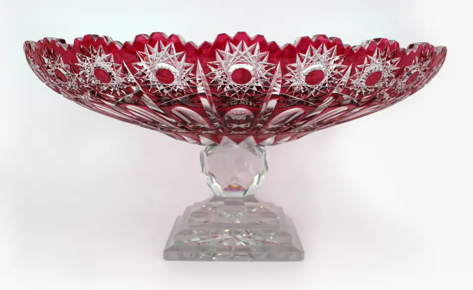 Stunning Ruby Overlay Crystal Centrepiece Bowl