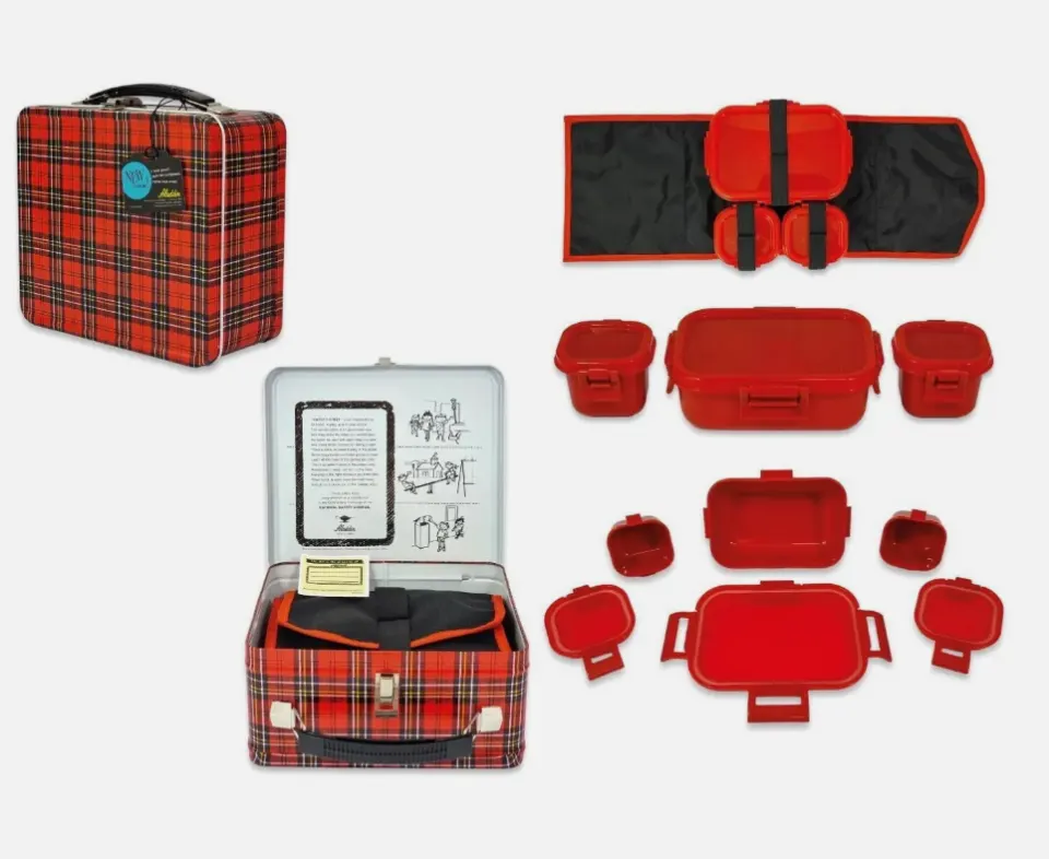 10 X Aladdin Heritage Plaid Lunch Kit 5 Piece Set Kids Adults Bento Tupperware. RRP £200 - GRADE A