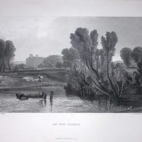 J.M.W Turner On The Thames (Lady Place, Hurley Antique Steel Engraving-69-TR