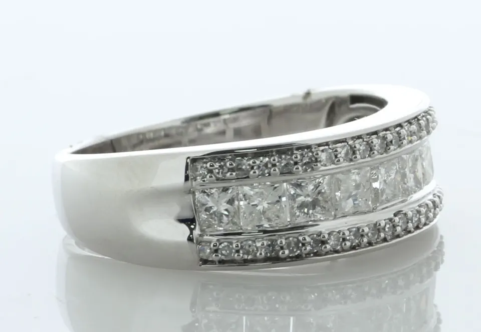10ct White Gold Semi Eternity Diamond Ring 1.00 Carats