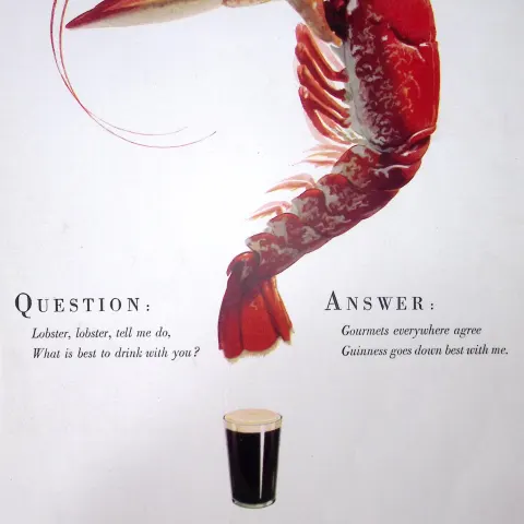 Guinness 86 Years-Old Advert 1939 Nothing Like a Lobster G.E.860-A