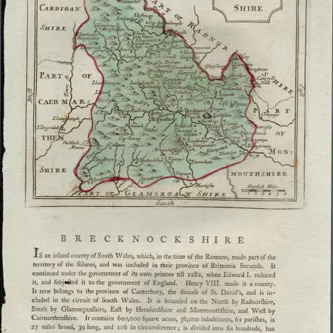 Wales Brecknockshire Antique c1783 F Grose Copper Coloured George III Map.