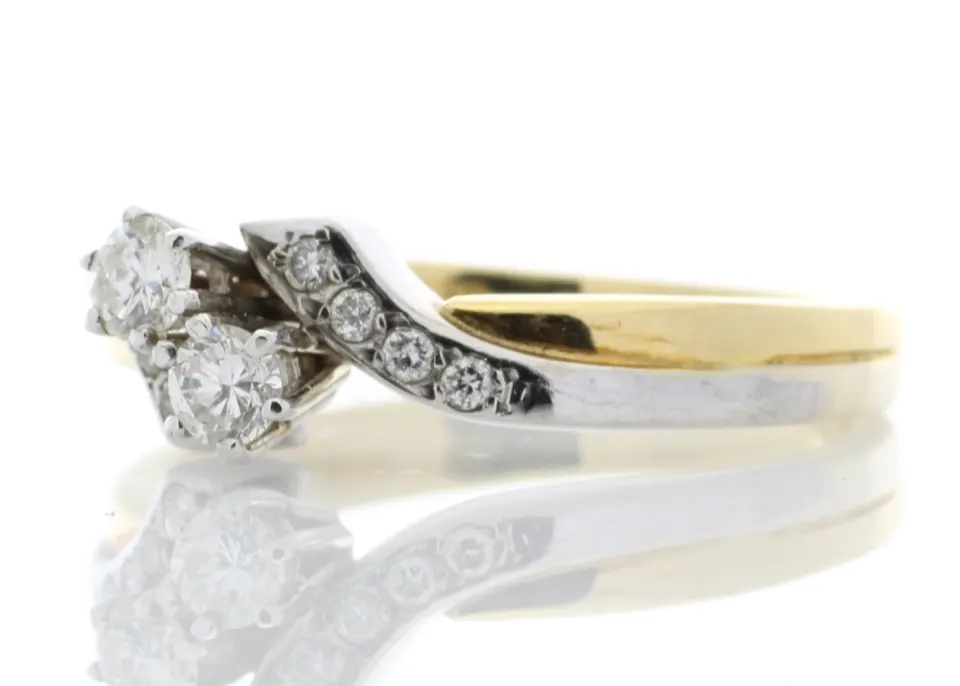 18ct Two Stone Twist With Stone Set Shoulders Diamond Ring 0.24 Carats