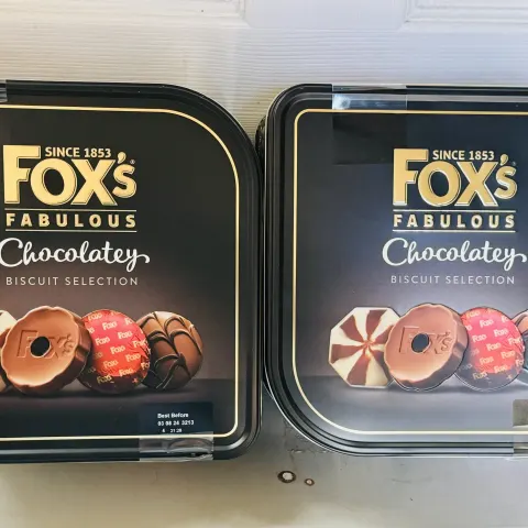 2 x Foxs Chocolatey Biscuit Selection 730g (OOD). BBE 8/24