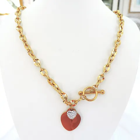 Orrevé Gold Plated Crystal Heart Necklace 'New With Gift Box'