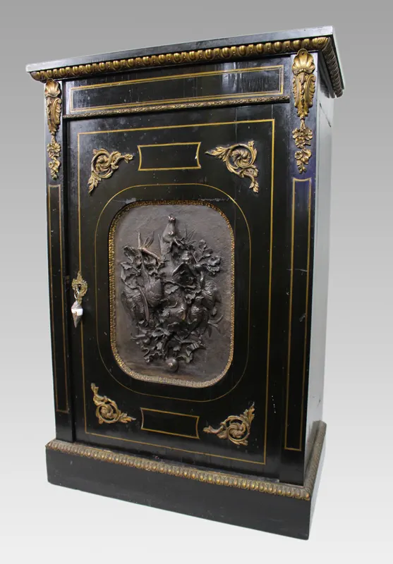 Napoleon III Ebonised Pier Cabinet with Electrotype Panel – French, c.1865