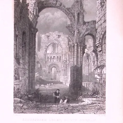 Lindisfarne Abbey Durham 1835 Antique Steel Engraving-14-TR