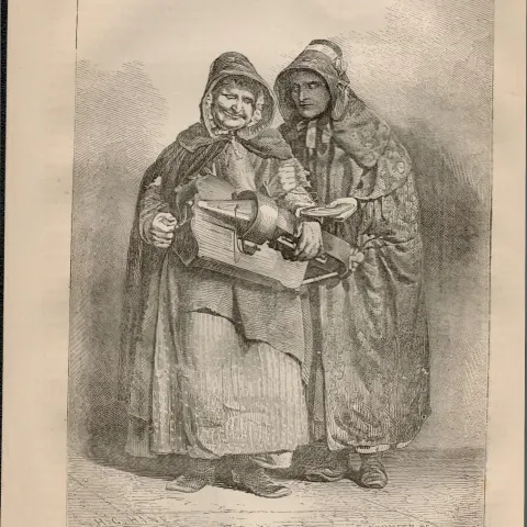 London Hurdy Gurdy Player Rare Antique 1864 Henry Mayhew Print.