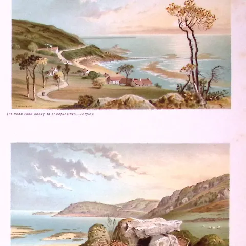 Jersey Gorey To St Catherines & Rozel Bay Victorian Antique Double Print-43