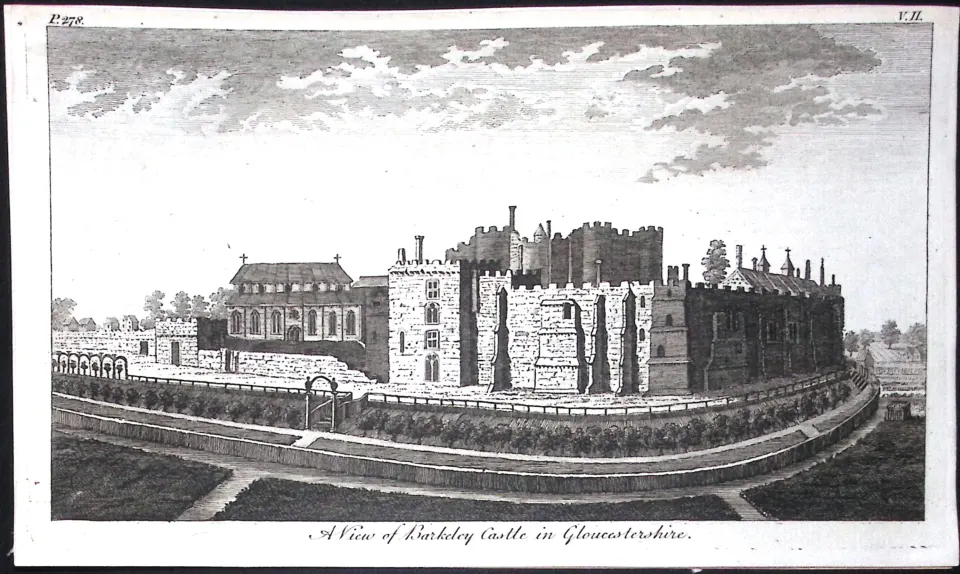 Gloucestershire Berkeley Castle Rare Georgian Copper Antique 1776 Engraving-152.