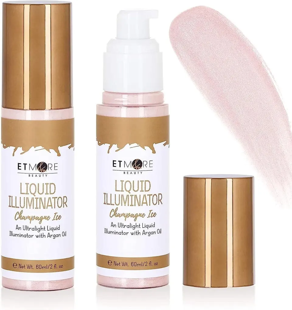 5 X Etmore Liquid illuminator HIGHLIGHTER with argan oil- CHAMPAGNE ICE. RRP £100 - GRADE U