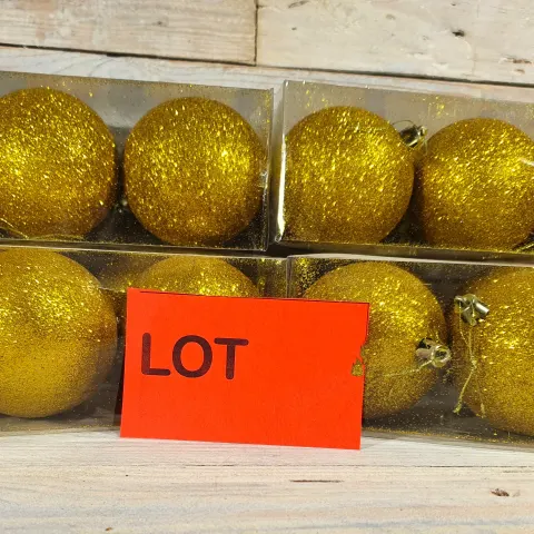 24 x 8cm Gold Glitter Baubles. Rrp £23.99