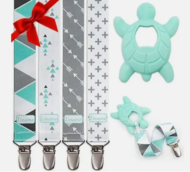 Liname Dummy Clip with Bonus Teething Toy - 4 Pack