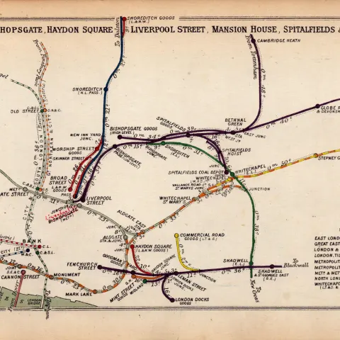 Aldgate Bishopsgate Spitalfields & Whitechapel Antique Railway Diagram-45.