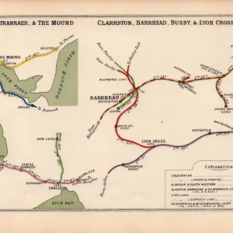 Challoch, Stranraer, Scotland Antique Railway Junction Map-88.