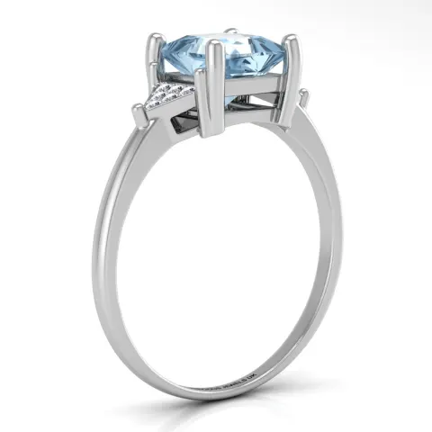 9ct White Gold Diamond And Blue Topaz Ring (T1.30) 0.06