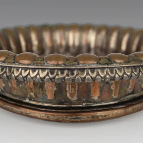 Antique Sheffield Plated Turned Wooden Wine Coaster