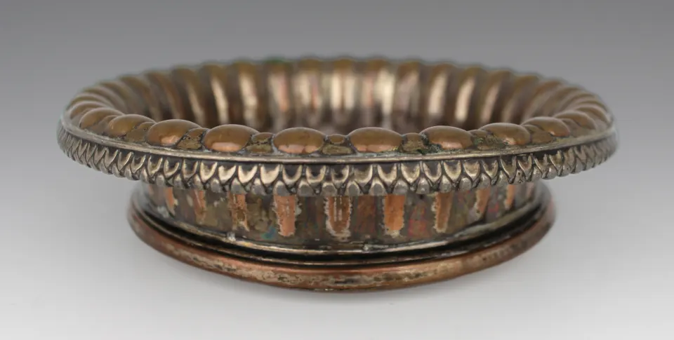 Antique Sheffield Plated Turned Wooden Wine Coaster