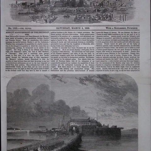 Irish Fenian Conspiracy in Ireland Troops Waiting Dublin Bay 1866 Woodcut.