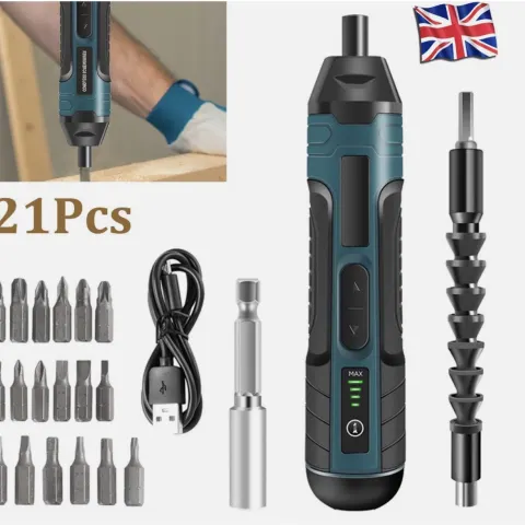 21-Piece Electric Screwdriver Kit – Cordless Lithium Rechargeable Screwdriver Set
