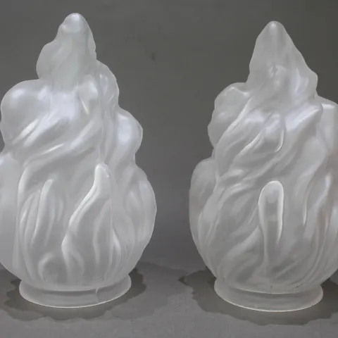 Pair of Vintage Flame Form Glass Shades