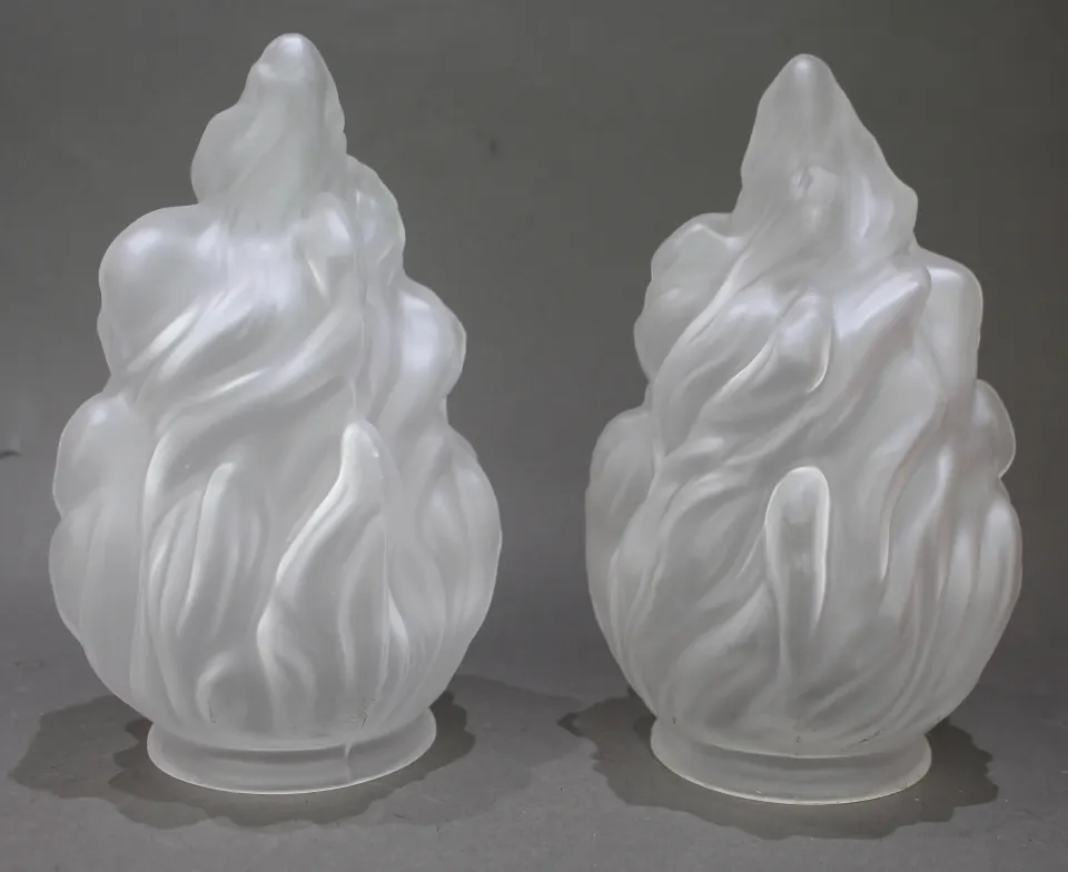 Pair of Vintage Flame Form Glass Shades