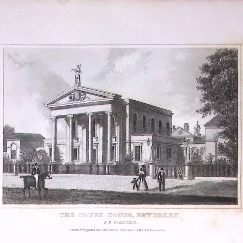 Beverley Yorkshire Court House Antique 180 Years-Old Copper Plate Print-81