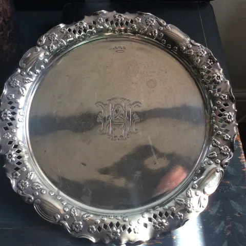 A Rare and Elegant Edwardian Solid Silver Salver By J. Collyer & Co Ltd, 1900, With Delicate Floral