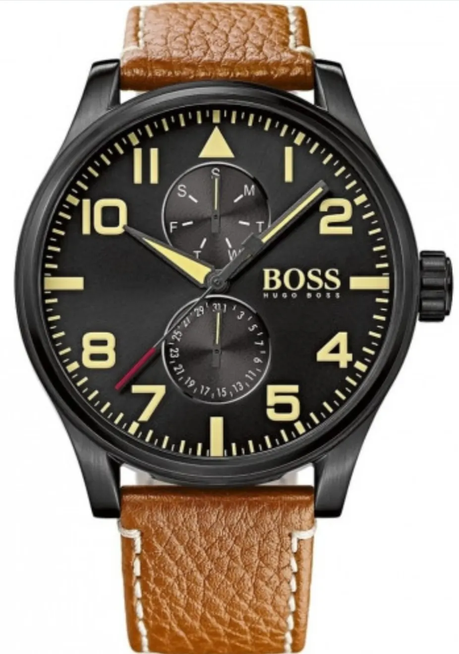 Hugo Boss Men's 1513082 Aeroliner Maxx Multi-Function Orange Leather Watch