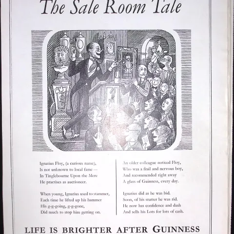 Guinness 1956 Original 69 Years-Old Print The Sale Room Tale- G.E.2776-A