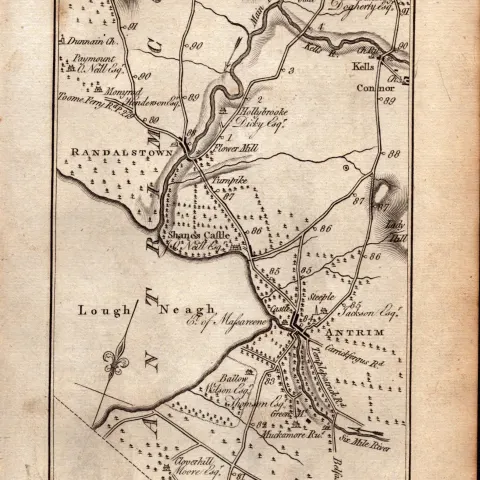 Taylor & Skinner 1777 Ireland Map Antrim Kells Ballymena Kilrea Etc.
