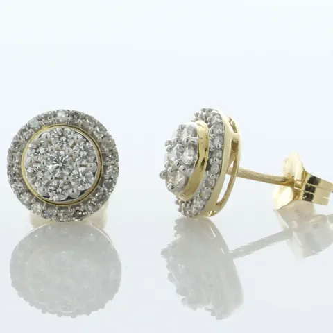 14ct Gold Round Cluster Claw Set Diamond Earring 0.50 Carats