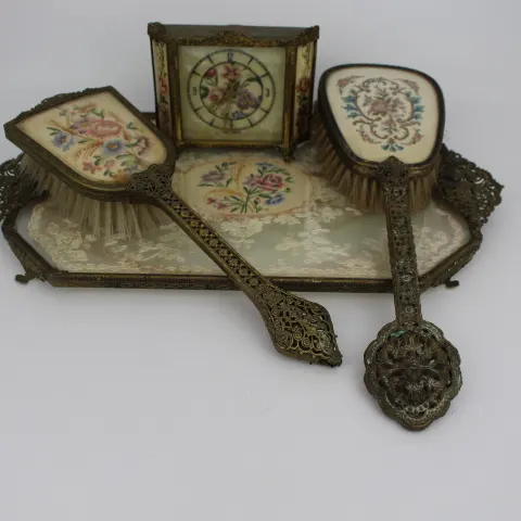 Vintage Petit Point Dressing Table Set