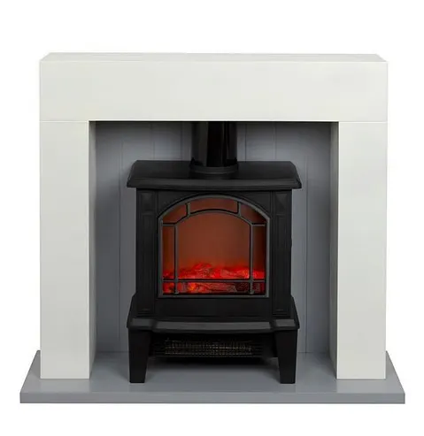 (121/7I) RRP £149.99. Beldray Floriana Electric Stove Fire Suite 900-1800W (BD379PS).  (L77x W25x H