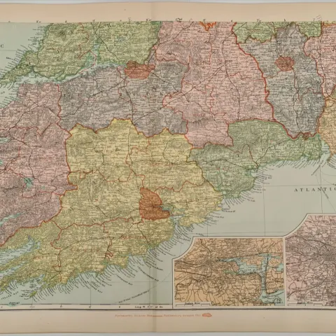 Antique Map 1899 G. W Bacon & Co . Ireland South Not Framed. Measures 35cm by 53cm
