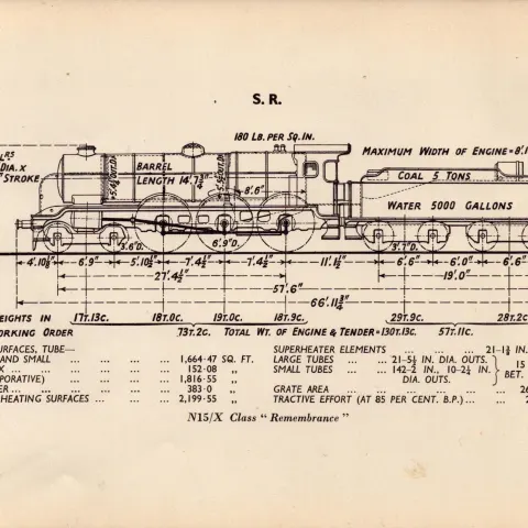 Southern Railway N15/X Class Remembrance Detailed Diagram 85 Yrs Old Print-31