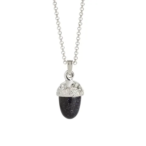 Blue Goldstone Acorn Pendant - Finished With A Swarovski Crystal Shell - Unboxed x 5