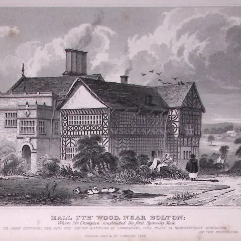 Bolton Hall I’th” Wood Antique 195 Years-Old Steel-Engraving-28