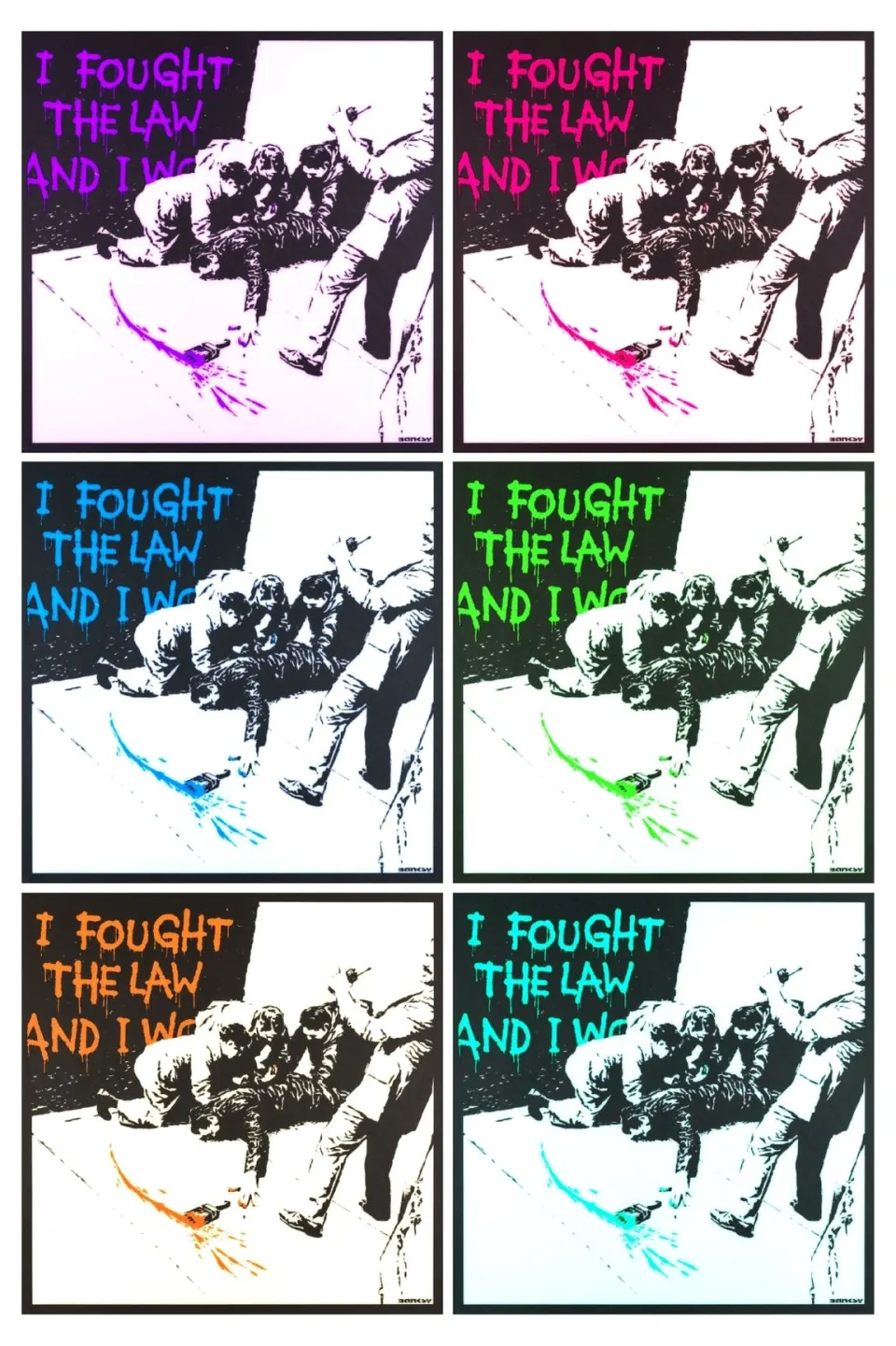 BANKSY, I FOUGHT THE LAW- IN MIXED COLORS.