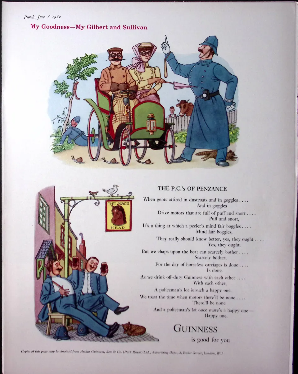 Guinness 63 Years-Old Advert 1962 The PC’s of Penzance