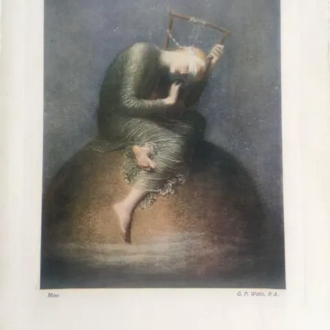 1938 'Hope' By 'G F Watts RA', Large Note Card By Eyre & Spottiswood Ltd