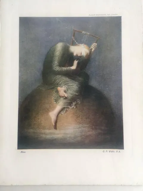 1938 'Hope' By 'G F Watts RA', Large Note Card By Eyre & Spottiswood Ltd