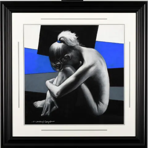 Anthony Orme Original Framed Pastel "Thoughts In Blue II"