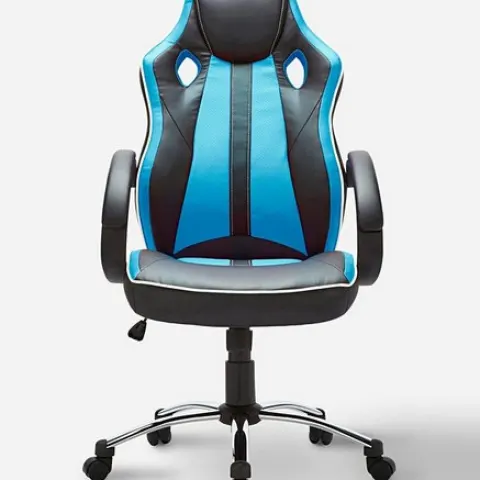 (31/6E) RRP £119. Phoenix Gaming Chair Black/Blue. Dimensions (H.112-121 x W65 x D68cm). (IX113/02)