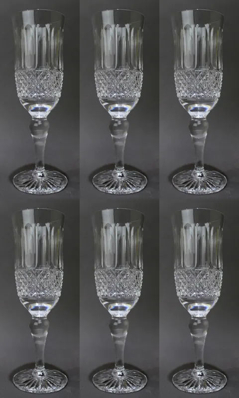 Set of 6 Tudor Crystal Champagne Flutes
