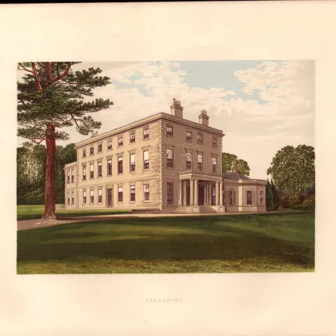 Carnanton House Cornwall Gilt-Edge Coloured Antique Book Plate.