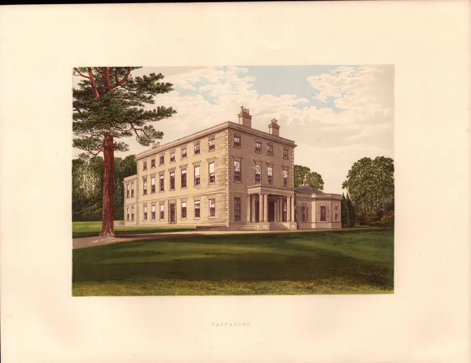 Carnanton House Cornwall Gilt-Edge Coloured Antique Book Plate.