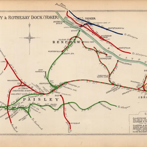 Ibrox Paisley Rothesay Dock  Scotland Antique Railway Diagram-57.