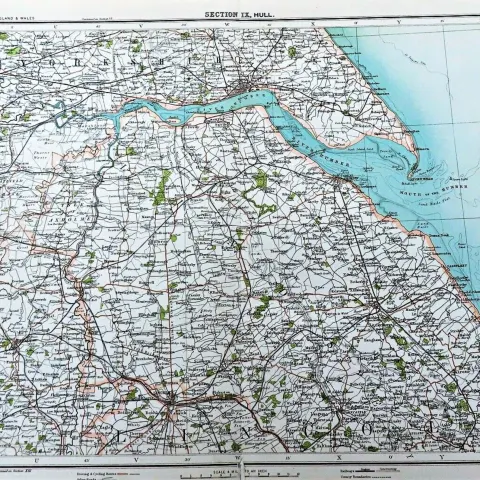 Victorian 1897 Map Humberside Hull Grimsby Cleethorpes Etc.