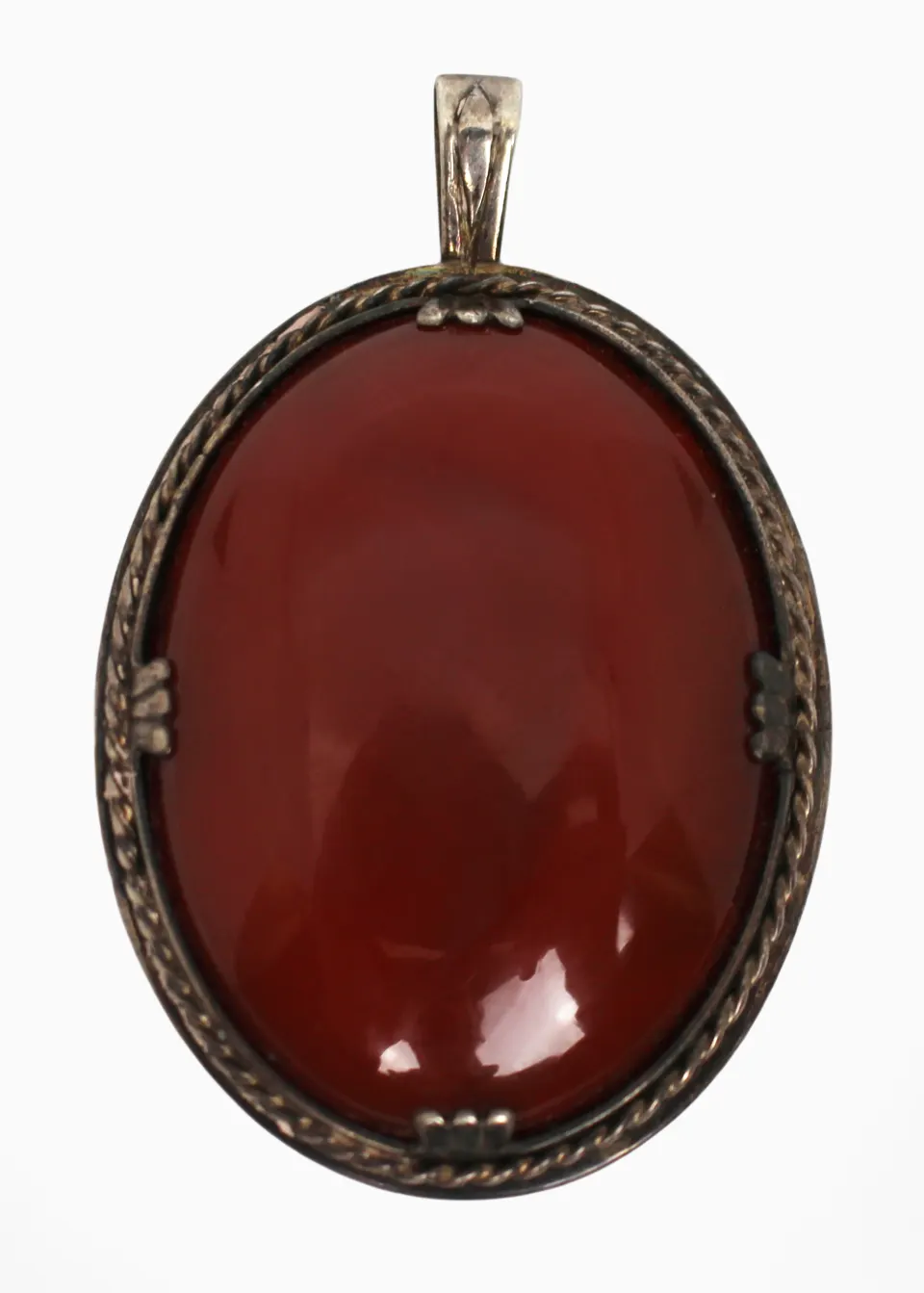 Large Agate Brooch Set in Silver